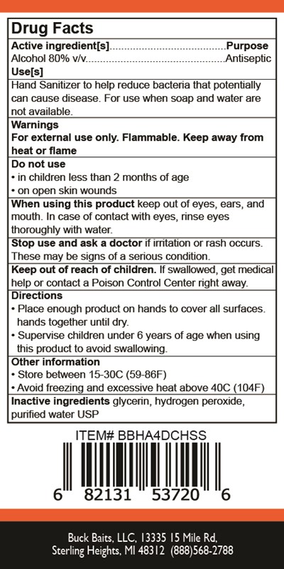 Buck Baits Back Label 118ml Sprayer - Buck Baits Hand Sanitizer Back Label   118ml Spray